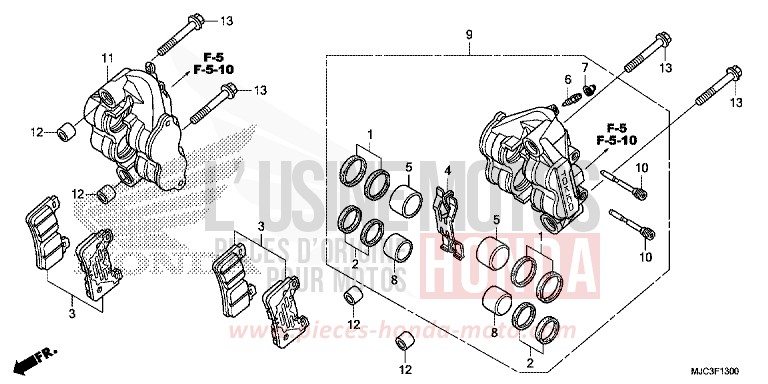 ETRIER DE FREIN AVANT de CBR600RR ABS ROSS WHITE (NH196) 2013